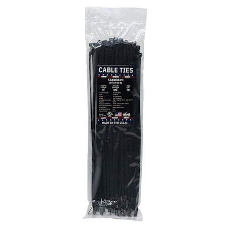 Cable Ties Unlimited Cable Tie, 14 in L, 50 lb Strength, 3.9 in Max Bundle Dia, Nylon 6/6, Black 100PK US-S14-50-0C