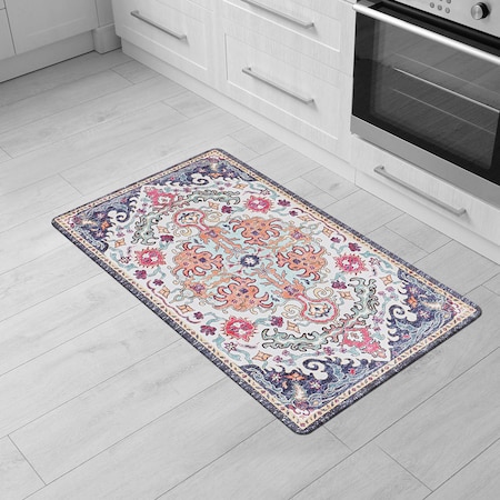World Rug Gallery Bohemian Medallion Cushioned Anti Fatigue Standing Kitchen Mat 18 ft x 30 ft Multi WR13MULTI18X30