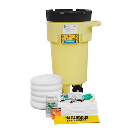Enpac 50 Gallon Wheeled Poly SpillPack Spill Kit, Oil Only, Yellow with Black Slip-Top Lid 1452-YE
