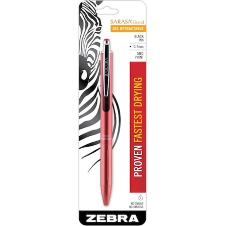 Zebra Pen Sarasa Grand Retractable 0.7mm Pink Barrel/Black Ink 1pk 45311