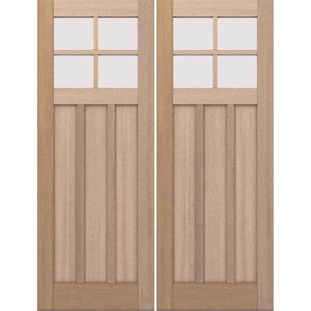 Doornmore CRF-P3G4, 74.5" x 98" ( 2x36" Door) Left Hand, Mahogany SDL 4 Lite Exterior Door CRF-P3G4-SW-3696_2_LI