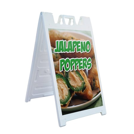 Signmission Jalapeno Poppers, A-Frame & 2 Decals Installed, Heavy-Duty Plastic Frame SBHD-D-2436-Jalapeno Poppers
