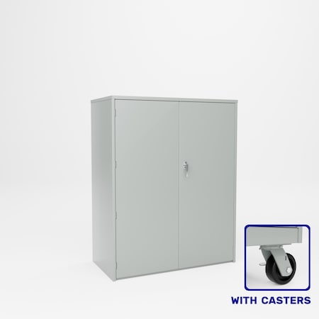 Pucel Heavy Duty Storage Cabinet with Casters, 48 in W x 66 in H x 24 in D, Light Blue HDSC-4860-24-3C