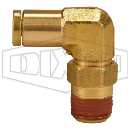 Dixon Push-In Elbow, 1/8 in Nominal, MNPT Swivel x Tube, Brass, Domestic 69S4X4