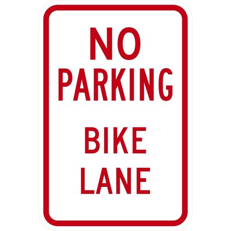 Lyle NO PARKING BIKE LANE, 12x18, Diamond Grade, White G-3082-DG_12x18
