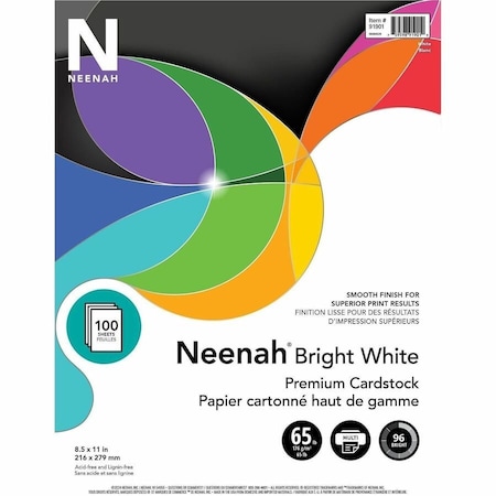 Neenah Paper Neenah Card Stock  Bright White, White, 100PK WAU91901