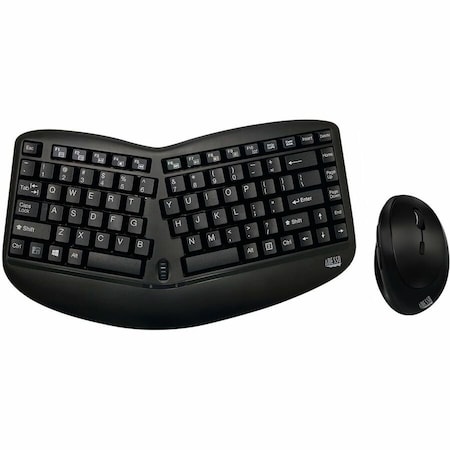 Adesso TRU-FORM MEDIA 1150 WIRELESS ERGO  MINI TRACKBALL KEYBOARD AND OPTICAL ERGO MOUS WKB-1150CB
