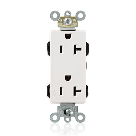 Leviton Straight Blade Receptacle, 5-20R, 20 A, 125V AC, Flush Mount, Self-Grounded M1636-W