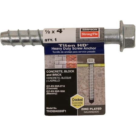 Simpson Strong-Tie Titen HD 1/2'' x 4'' Heavy-Duty Screw Anchor THD50400HF1