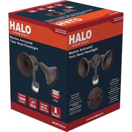 Halo Bronze Motion Activated Incandescent Security Floodlight Fixture MS185R