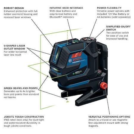 Bosch Self-Leveling Cross-Line Laser, Green GCL165-82CGL