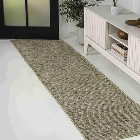 Jonathan Y Griffin Rustic Farmhouse Woven Jute Solid Gray 2 ft. x 8 ft. Runner Rug NRF201B-28