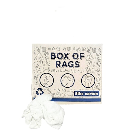 Supremeplus New White Terry Towel Cleaning Rags, 5 lbs. Box SP-1568