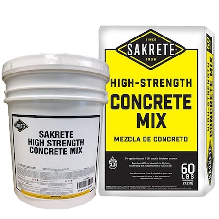 Sakrete Concrete Mix, Pail, Gray, High Strength 120021