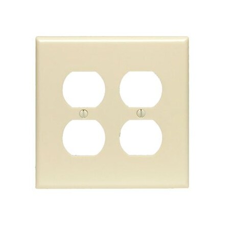 Leviton Receptacle Wallplate, Midway Size, Gang 2, Ivory 80516-I