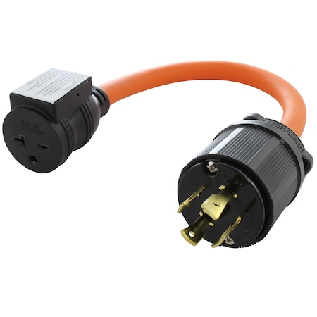 Ac Works Protective Adapter Cord, NEMA L15-30P to NEMA 6-15/20R with 20A Breaker, 1.5 ft, 250V L1530CB620