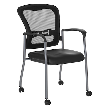 Office Star Products ProGrid Titanium Visitors Chair with Arms, Dillon Black 84540-R107