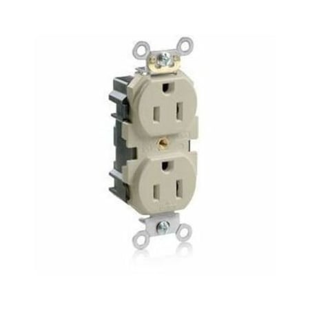 Leviton Straight Blade Receptacle, 5-15R, 15 A, 125V AC, Flush Mount, Self-Grounded M5262-SI