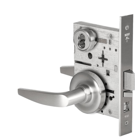 Best Grade 1 Office Mortise Lock, 16 Lever, R Rose, SFIC Housing Less Core, Satin Chrome Finish, Field R 45H7A16R626