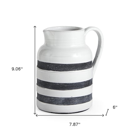 Homeroots 9" Blue And White Cylinder Ceramic Urns Jars 392203