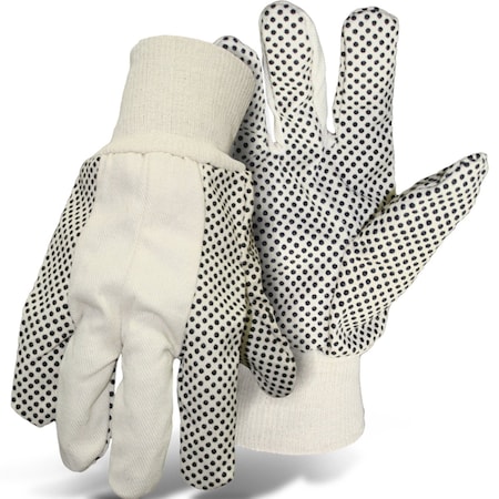 Boss Economy Grade Cotton/Polyester Blend Glove w/PVC Dotted Grip on Palm, Thumb, Index, Little Finger, 8 oz 1JP5501