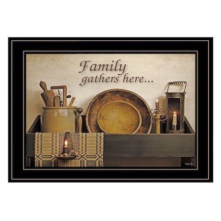 Homeroots Family Gather Here 3 Black Framed Print Kitchen Wall Art 406781