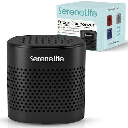 Serenelife Fridge Deodorizer & Odor Eliminator, Multi-Use Refrigerator Deodorizer Aluminum Pod for Freezer SLDEOS10BK