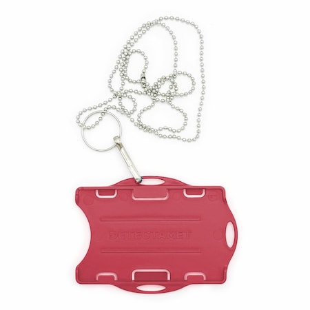 Detectamet Detectable Swipe Card Holder double sided with Neck Chain Red, 10PK 212-T889-A55-P03