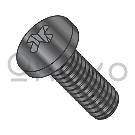 Oxoxo M2.5-0.45X10 Din 7985A Metric Phillips Pan Machine Screw Full Thrd Class 4.8 Black Ox Oil, 4000PK 503482