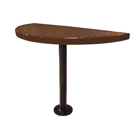Leisure Craft Perforated Semi-Circle Pedestal Table, Portable, 30"H, Brown STAB30-PERF-BROWN