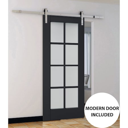 Sartodoors Sturdy Barn Door Frosted Glass 24x80 Solid Core Modern Interior VEREGIO7412BD-S-ANT-24