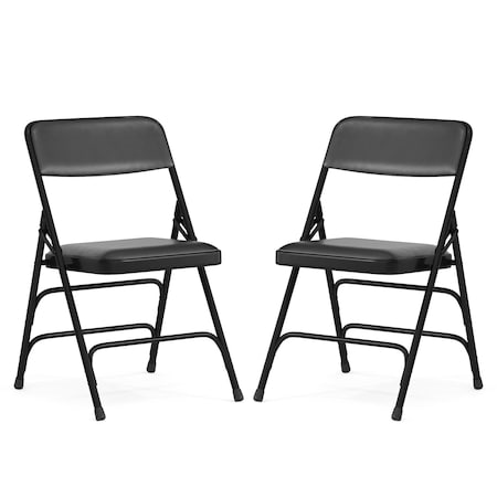 Flash Furniture Black Vinyl Folding Chair, PK2 2-HA-MC309AV-BK-GG