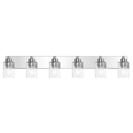 Jonathan Y Irving 40" 6-Light Seeded Glass/Iron Modern Contemporary LED Vanity Light, Chrome JYL7621C