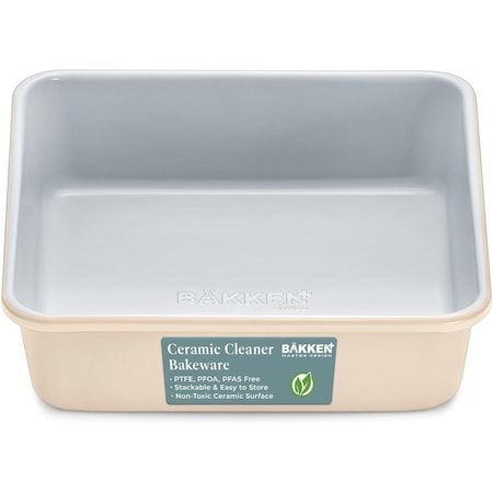 Bakken-Swiss Square Cake Pan, Aluminized Steel, Ceramic Non-Stick, Non-Toxic, Heavy-Duty, Durable and Stylish SBKCRSTBKCRMPAN