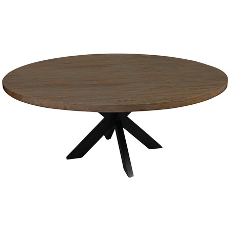Homeroots 72" Gray Beige And Black Solid Wood And Iron Round Dining Table 488679