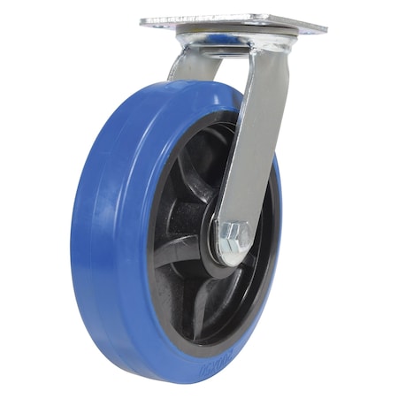 Vestil Elastic Rubber Swivel Caster 8 In. Diameter x 2 In. Width 770 Lb. Capacity Blue/Black CST-BB-8X2ER-S