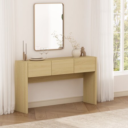 Manhattan Comfort Linda Console Table in Natural Oak DK002-NA