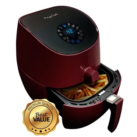 Megachef 3.5 Quart Airfryer And Multicooker With 7 Pre-Programmed Settings in Burgundy MCAI-307
