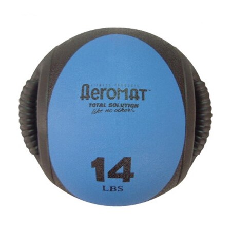 Aeromat Dual Grip Power Med Ball 9 in. Dia. 14 LB Black- Blue AE12831