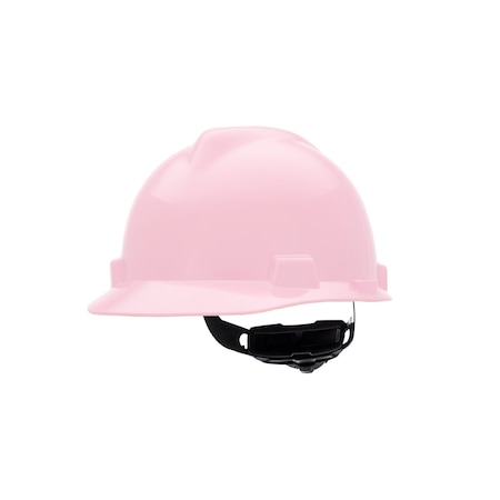 Msa Safety V-Gard Slotted Cap, HDPE, Fas-Trac III Suspension, Type I, Class E, Pink (standard size) 495862