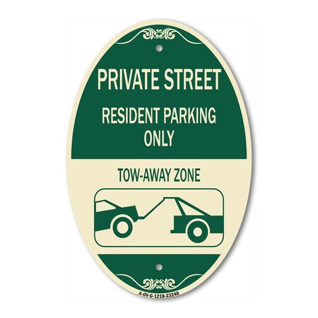 Signmission Private Street Sign Private Street Resident P, 12 In X 18 In Architectural, Heavy Gauge Aluminum A-OV-G-1218-23240