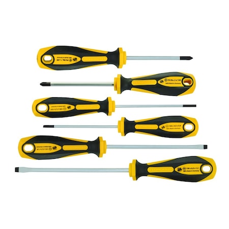 Bondhus Set 6 ComfortGrip Slotted & Phillips Screwdrivers; 9/64, 3/16, 7/32, 1/4 in, PH1 & PH2 1675802310