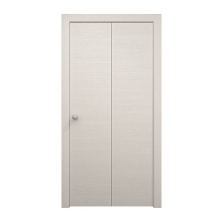 Sartodoors Sliding Closet Bi-fold Doors 56 x 96 inches, Ego 5000 Painted White Oak, Sturdy Tracks Moldings Tr EGO5000BF-PWO-56x96 (2* 28x96)