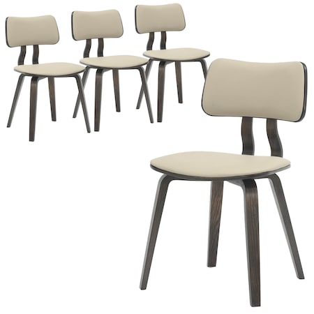 Leisuremod Clivo Leather Dining Chair with Walnut Poplar Wood Frame, 4PK CDDW-18TP4