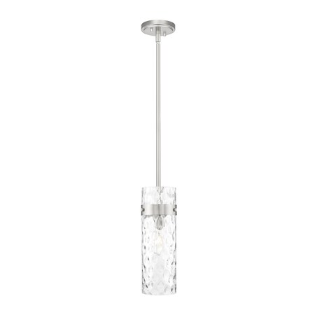 Z-Lite Fontaine 1 Light Pendant, Brushed Nickel/Clear Water, 5.75 In W x 15 In H 7002P5-ROD-BN
