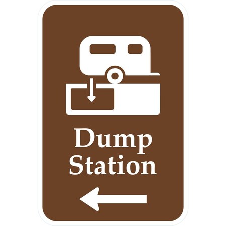 Lyle Dump Station with Left Arrow (with Graphic), 12x18, Diamond Grade, Brown G-2815-DG_12x18
