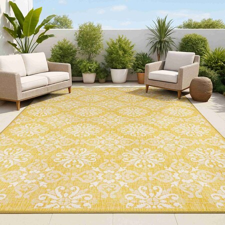 Jonathan Y Amora Traditional Mediterranean Tile Design Yellow/Cream 3 ft. x 5 ft. Indoor/Outdoor Area Rug TSN206C-3