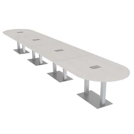 Skutchi Designs Racetrack Conference Table With Power, 48 in W, 240 in L, Ivory HAR-RAC-48X240-DOU-K458-ESIL