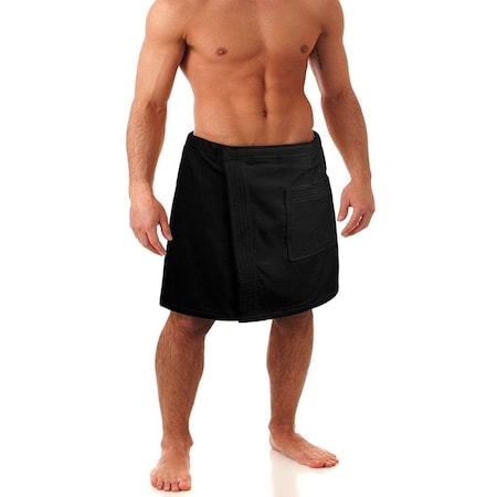 Towelsoft Premium Terry Velour Spa Wrap- Black for Men Body Wrap-Terry-WV4001-BLK