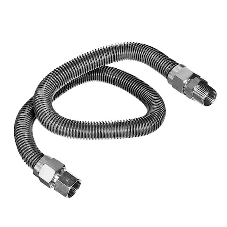 Flextron Gas Line Hose 5/8'' O.D. x 36'' Length 1/2" x 3/4" MIP Fittings, Stainless Steel Flexible Connector FTGC-SS12-36K